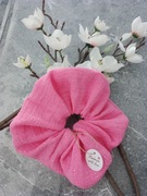 Gumka do włosów , scrunchie XL ,róż  w kropeczki