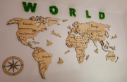 Mapa świata 3D grawerowana 