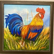 Kogut kolorowy – obraz akrylowy 25 na 25 cm
