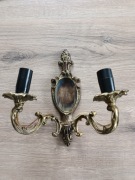 Kinkiet mosiężny dwuramienny mosiądz stary