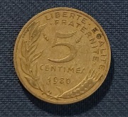 Moneta Francja 5 centymów 1980