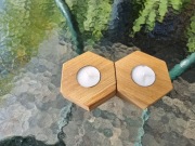 Świeczniki na Podgrzewacze: Dębowe Sześcienne 