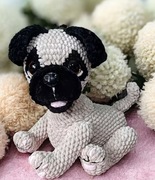 Mops piesek szydełkowy maskotka prezent 30cm