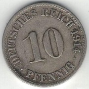 147 Niemcy Cesarstwo 10 pfennig 1914 A