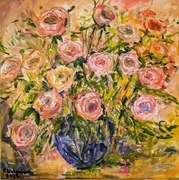 Kwadratowy obraz 2 – Elegancja , Kwiaty, Róże, Akryl, płótno