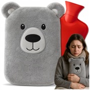 DUŻY TERMOFOR GUMOWY W POKROWCU NA WODĘ OGRZEWACZ PLUSZOWY MIŚ 2000ml