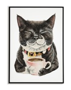 Kot z kawą PLAKAT A3 Vintage, Cat -2+1 GRATIS