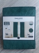 2x zasłony zielone aksamitne welurowe na taśmie z tunelem Smukee liście 