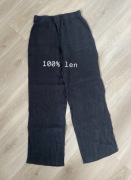 Lniane spodnie Zara czarne S len 100# lino