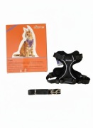 Czarne szelki bezuciskowe dla kota lub małego psa smycz Halypet rozmiar XS