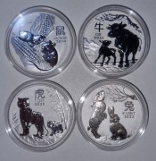 Lunar III Rok Myszy,Wołu,Tygrysa,Krolika, 4x1oz Ag