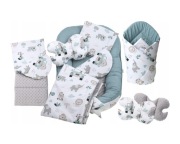 Zestaw 7w1 kokon niemowlęcy + rożek +inne dodatki Minky&Bawełna