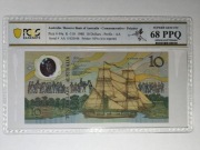 Australia 10 dolarów 1988 PCGS 68 PPQ Pick 49a banknot polimerowy seria AA