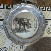 Stare niemieckie cynowe talerze ozdobne 