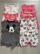 Rampersy / kombinezony z krótkim rękawem – rozmiar 74–80 | 6 szt.