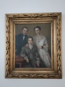 Portret rodziny, biedermeier XIX w., olej, antyk