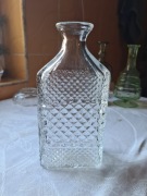 Karafka z lat 30, białe szkło, wzór.  