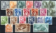 DR, Saarland, Mi 206-225, seria 20 zn. kasowanych plus odmiana Mi 211