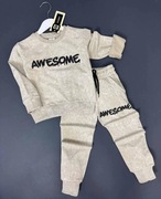 Nowy beżowy komplet dekatyzowany zestaw bluza + spodnie r. 110