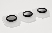Zestaw trzech filtrów: 2x szara połówka ND8, ND4 i 1x CPL o średnicy 43 mm