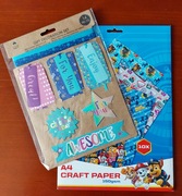 scrapbooking - Zestaw Papierów Psi Patrol + zestaw etykiet/naklejek