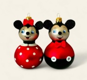 Bombki choinkowe 2 szt myszka MIKI I MINI (Mickey i Minnie) szklane bombki