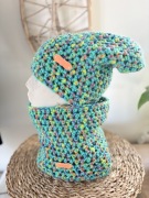 Kolorowy szydełkowy komplet czapka i komin handmade rękodzieło