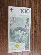 Banknot 100 zł radar BA3004003 unc