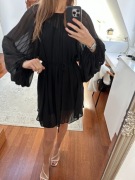 Wieczorowa Koktajlowa Sylwestrowa zwiewna sukienka z podszewką