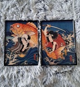 Zestaw 2 Plakatów w ramie Pokemon Magikarp Ukiyo-e Japoński Styl
