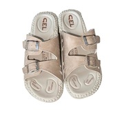 Wygodne klapki damskie na koturnie eko skóra żelowa wkładka 37