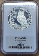 20 zł 2005r Puchacz grading PR70 lustrzanka 