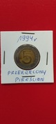 Polska 5 zł. 1994r. Destrukt