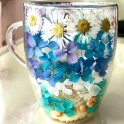 Kubek szklane 350 ml z kwiatami 