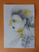 Akwarelowy portret kobiety.