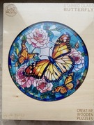 PUZZLE DREWNIANE MOTYLE 280 ELEMENTÓW MOTYLE WITRAŻ W DREWNIANYM PUDEŁKU