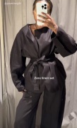 Nowy garnitur lniany len zara kimono marynarka spodnie balloon xl 42