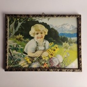 Unikatowy oleodruk - Chłopiec - koniec XIX /pocz. XX wieku 