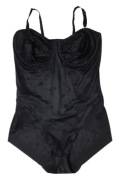 Marks & Spencer body modelujące satynowe 38DD czarne fiszbiny