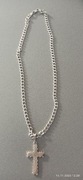 Łańcuszek srebrny 24.4g z krzyżykiem 2.5g, całość próba 925 -50cm, szer 6mm