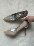 Złote szpilki brokatowe Rose Gold 39