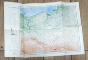 Mapa hipsometryczna Polski z 1953 r. 61x86cm