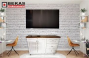 Komoda LONDYN 125` Biała -Blat Dąb Ludwik Producent Mebli BEKAS 