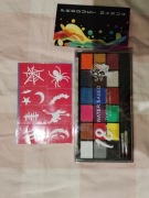 Farby Do Malowania Twarzy Dla Dzieci Tatuaze Zmywalne Szablony Zestaw XXL