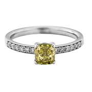 Pierścionek 585 białe złoto diament 1,15 ct fantazyjny szaro-żółty IGI 15