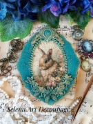 Piękny medalion shabby chic Wielkanoc farmhouse decoupage vintage