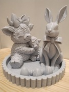 Ozdoba na wielkanoc - baranki i zajączek na podstawce