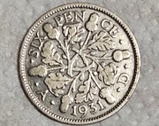 6 Pensów 1931 Wielka Brytania