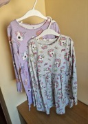 Zestaw 2 sukienki z długim rękawem jednorożec liliowa&szara H&M roz.122/128