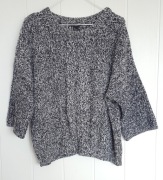 Sweter włóczkowy H&M 40 L granatowy melanż 42 XL 